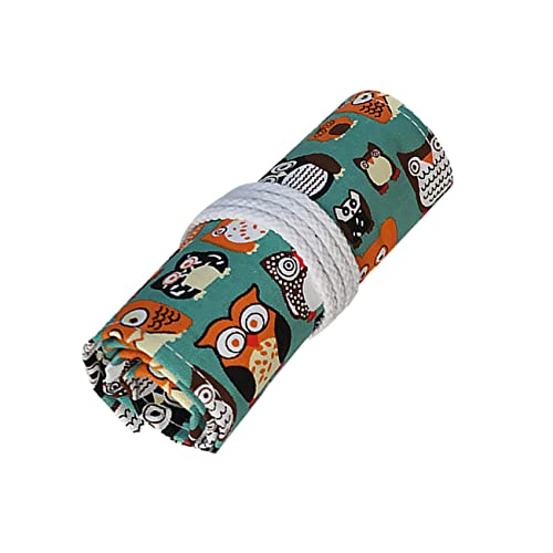 SEWACC 48löcher Stiftetasche Eulen-Aufdruck Stifterolle Aufbewahrungsöffnung Aus Gummiband Praktisch Für Schüler von SEWACC
