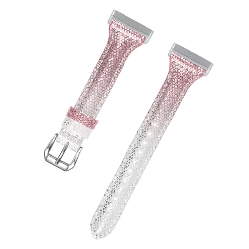 SEWACC Kompatibles Damen Uhrenarmband aus Umweltfreundlichem Leder mit Schnellverschluss Weiches Langlebiges und Komfortables Ersatzarmband in Farbverlauf Silber von SEWACC