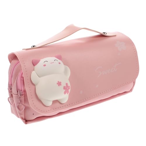 SEWACC Mäppchen schultüte Schulranzen Pen Holder schtifte Stressabbau Packet Make-up-Pinseletui tragbares Stiftetui Schreibwarenetui Cartoon-Stifthalter Stifttasche Segeltuch Rosa von SEWACC