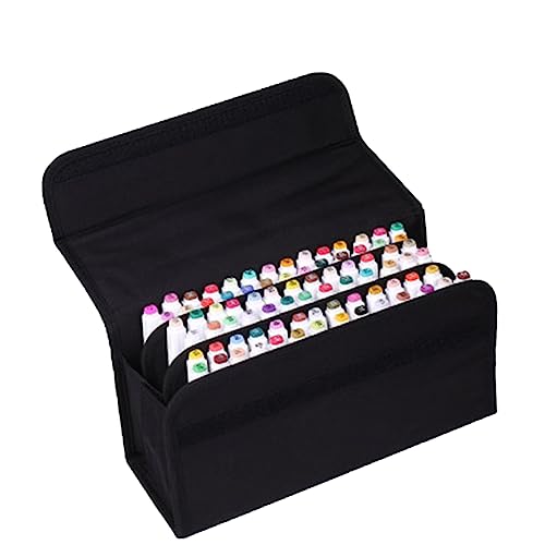 SEWACC Marker-Aufbewahrungstasche Mit Steckplätzen Aufbewahrungsbeutel Aus Organizer Mit Tragegriff Und Verstellbarem Schultergurt Schwarz von SEWACC