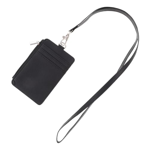 SEWACC Multifunktionaler Kartenhalter aus Schwarzem PU Kratzfester Ausweishülle mit Mehreren Fächern für Schüler Lehrer und Büro für Ausweis und Transportkarten Langlebig und Modisch von SEWACC