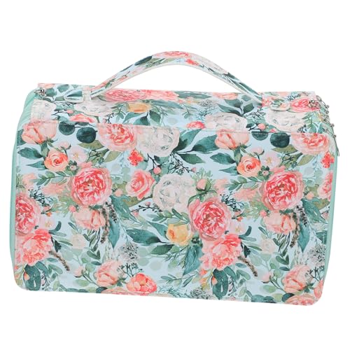 SEWACC Multilayer Federmäppchen mit Fächern Großes Stifteetui für Buntstifte Elastische Halterungen Handliches Federtasche für Schule und Studium Grün Rosafarbenes Design von SEWACC