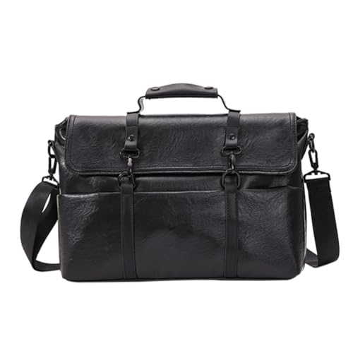 SEWACC PU Leder Aktentasche Herren Business Laptop Tasche Stoßfest Langlebig mit Weichem Innenfutter Vielseitig Tragbar als Schulter Hand Umhängetasche Passend für Arbeit und Studium von SEWACC