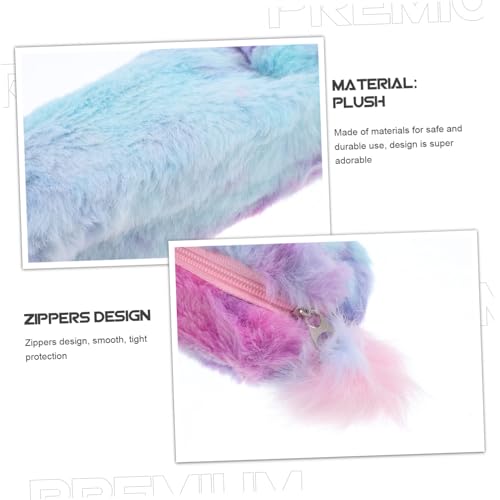 SEWACC Plüsch Federmäppchen Mädchen Achtkantig Cartoon Design Stufenfarbig Kosmetiktasche mit Reißverschluss Kompakt Tragbar für Schule Büro Stifte Aufbewahrungstasche von SEWACC