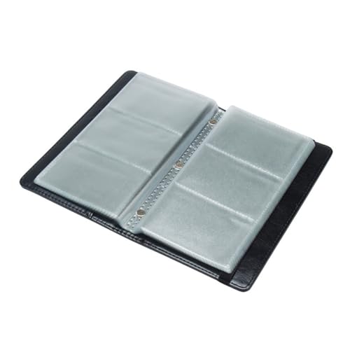 SEWACC Pu Leder Business Cards Case mit Kartenfächern Großer Kapazität Elastischem Verschluss Schlankes Design Praktischer Visitenkartenhalter für Damen und Männer Schwarz von SEWACC