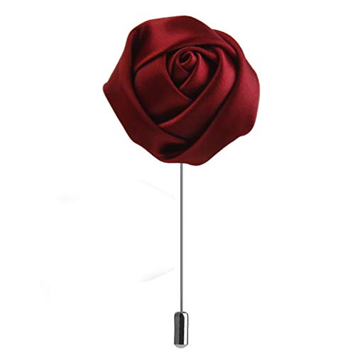 SEWACC Rose Ansteckblume Handgefertigte Rose Blume Herren Anstecknadeln Bräutigam Ansteckblume Hochzeit Seide Rose Revers Krawattennadel Brosche für Mann Anzug Dekoration Outfit Zubehör von SEWACC