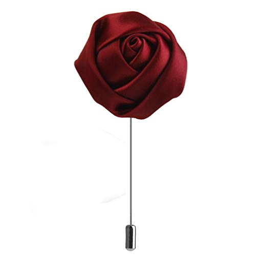 SEWACC Rose Ansteckblume Handgefertigte Rose Herren Anstecknadeln Bräutigam Ansteckblume Hochzeit Seide Revers Krawattennadel Brosche für Mann Anzug Dekoration Outfit Zubehör von SEWACC