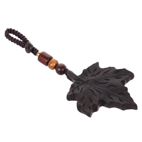 SEWACC Schlüsselanhänger aus Handgeschnitztem Schwarzem mit Ahornblatt Design Vielseitiger Phone Charm und Dekorativer Handy Anhänger Stilvolles Accessoire für Schlüssel und Taschen von SEWACC