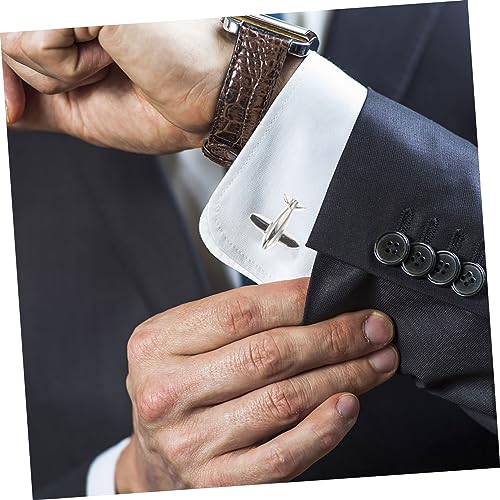 SEWACC Silberne Manschettenknöpfe Herren Flugzeug Design aus Reinem Kupfer Anzug Accessoires Dekorative Hemd Schmuck für Business Hochzeit und Besondere Anlässe von SEWACC