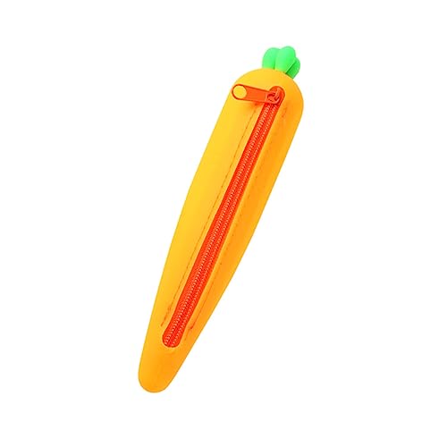 SEWACC Silikon Federmäppchen Karottenform Stabiles Reißverschluss Mäppchen Leichtes Waschbares Stifteetui für Schüler Kreatives Farbenfrohes Schreibwaren Organizer von SEWACC