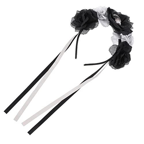 SEWACC Tag Der Toten Stirnband Mexikanischer Krone Haarband Halloween Rosenkrone Für Halloween-Kostüm (Silber) von SEWACC