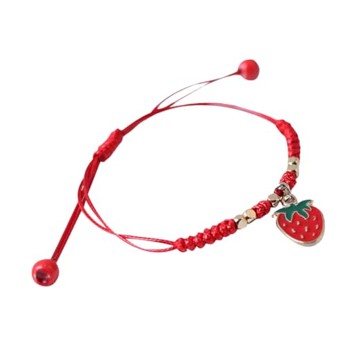 SEWACC Verstellbares Erdbeer freundschaftsarmband Geflochtenes Seil Armband Handgefertigt Langlebig Komfortabel Modisches Frucht design Damen Schmuck Alltagsschmuck von SEWACC