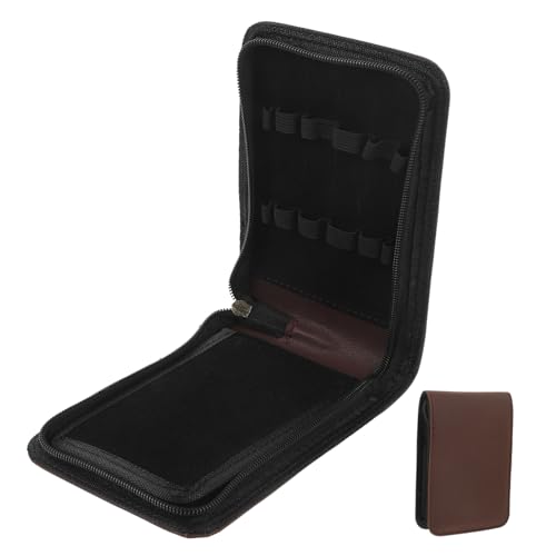 SEWACC Vintage Pu Leder Stiftetui Stift Organizer Box Leere Stift Aufbewahrungsbox Robuste Und Tragbare Präsentbox Für Büro Und Schule Kaffee Farbe von SEWACC