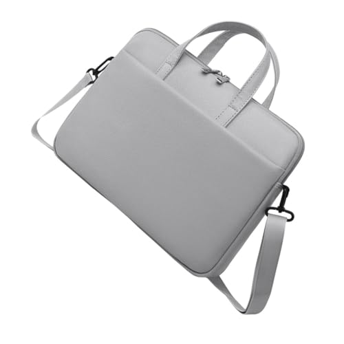 SEWACC Wasserdichte Laptop und Tablet Tasche mit Doppelreißverschluss Langlebiges Material Stilvolle Umhängetasche für Business Graue Notebook Schultertasche von SEWACC