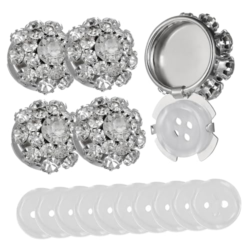 SEWACC Wasserstrahl Blumen Strass Manschettenknöpfe und Tuxedo Knöpfe Funkelnde Hochzeit Manschettenknöpfe mit Langlebigem Verblassungsresistentem Metall Elegantes Accessoire für Hemden von SEWACC