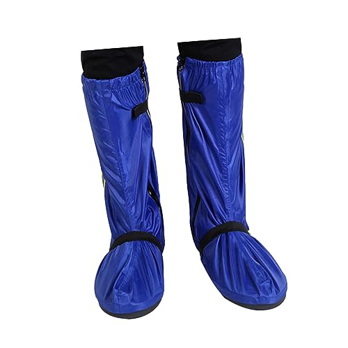 SEWACC wasserdichte Oxford Schuhüberzüge mit Reflektierendem Design Verstellbar rutschfest Hohe Schutzüberschuhe für Damen und Herren bei Regen und Schnee Blau von SEWACC