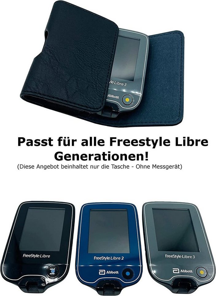 SEWAS Diabetic Care Blutzuckermessgerät Tasche Gürteltasche Schwarz passend für Freestyle Libre Messgerät 3, Gürtelschlaufe, Gürtelclip, stabile Verarbeitung von SEWAS Diabetic Care