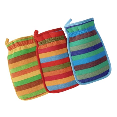 SEWOART 3 Stück Handschuhe Zum Schlammbaden Peelings Handschuhe Handtuch Handtücher Bad Reinigungsbürste Gesichtsschwämme Badebürste Mit Langem Griff Peeling-körperpeeling Rayon von SEWOART