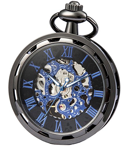SEWOR Single Face Unisex-Taschenuhr mit mechanischem Handaufzug SEW263 (Schwarz Blau) von SEWOR
