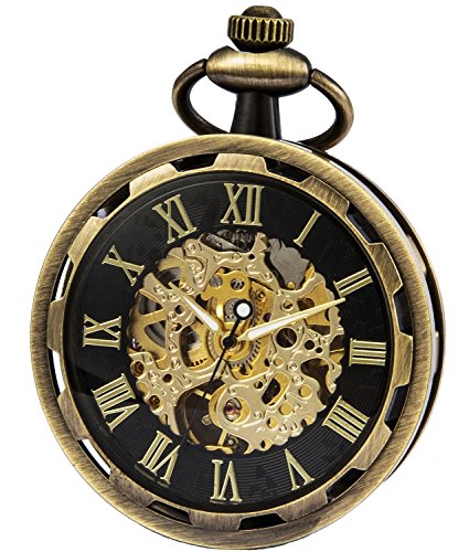 SEWOR Single Face Unisex-Taschenuhr mit mechanischem Handaufzug SEW264 (Gold Schwarz) von SEWOR
