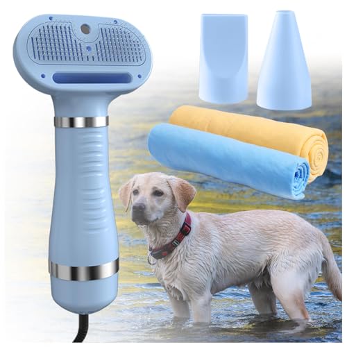 Hunde Föhnbürste, Tragbares 4-in-1 Mit Dampfglätterbürste Und 3 Heizstufen Blower Hund, Mit einem Handtuch für Hund, Katze oder andere Haustiere von SEXIPLEXIX