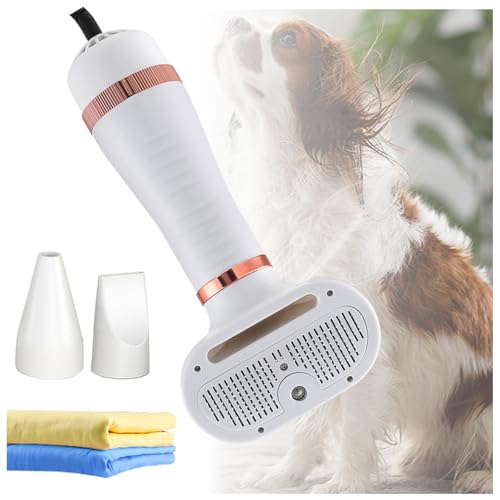 Hunde Föhnbürste, Tragbares 4-in-1 Mit Dampfglätterbürste Und 3 Heizstufen Blower Hund, Mit einem Handtuch für Hund, Katze oder andere Haustiere von SEXIPLEXIX