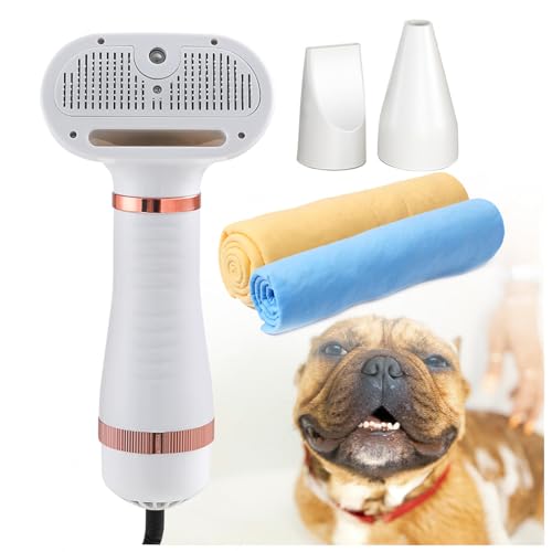 Hunde Föhnbürste, Tragbares 4-in-1 Mit Dampfglätterbürste Und 3 Heizstufen Katzenbürste Mit Wasser, Mit einem Handtuch für Hund, Katze oder andere Haustiere von SEXIPLEXIX