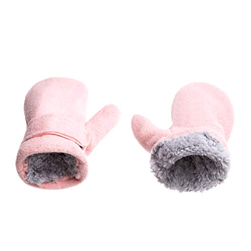 SEYUFN Handschuhe für Babys, Winter, Futter aus Molton, für Kleinkinder, Jungen, warm, weich, für Babys, Mädchen, Handschuhe, verstellbar im Freien (Rosa, M) von SEYUFN