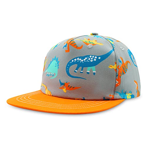 SEYUFN Kinder Baseballmütze Baby Mädchen Jungen Kappe Cap Baseballkappe mit Flacher Krempe für Kinder Jungen Sport Hut mit Cartoon-Muster Mädchen (N-Grau-Orange-Dinosaurier, 2-4 Jahre(52cm)) von SEYUFN