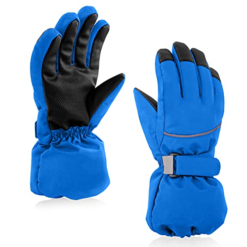 SEYUFN Kinder Winterhandschuhe Jungen Skihandschuhe Warme Mädchenhandschuhe mit Fleecefutter wasserdichte Skischutzhandschuhe Sporthandschuhe 4-14 Jahre(Blau,S(4-6 Jahre)) von SEYUFN