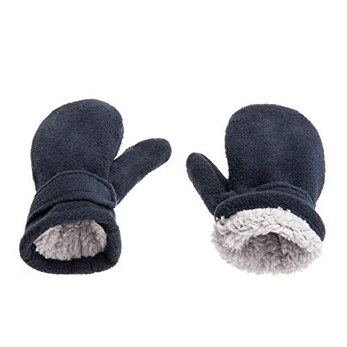 SEYUFN Winterhandschuhe für Babys, Futter aus Molton, für Kleinkinder, Jungen, warm, weich, für Babys, Mädchen, Handschuhe, verstellbar im Freien (Marineblau, L) von SEYUFN