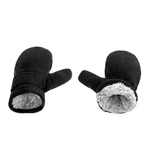 SEYUFN Winterhandschuhe für Babys, Futter aus Molton, für Kleinkinder, Jungen, warm, weich, für Babys, Mädchen, Handschuhe, verstellbar im Freien (Schwarz, M) von SEYUFN