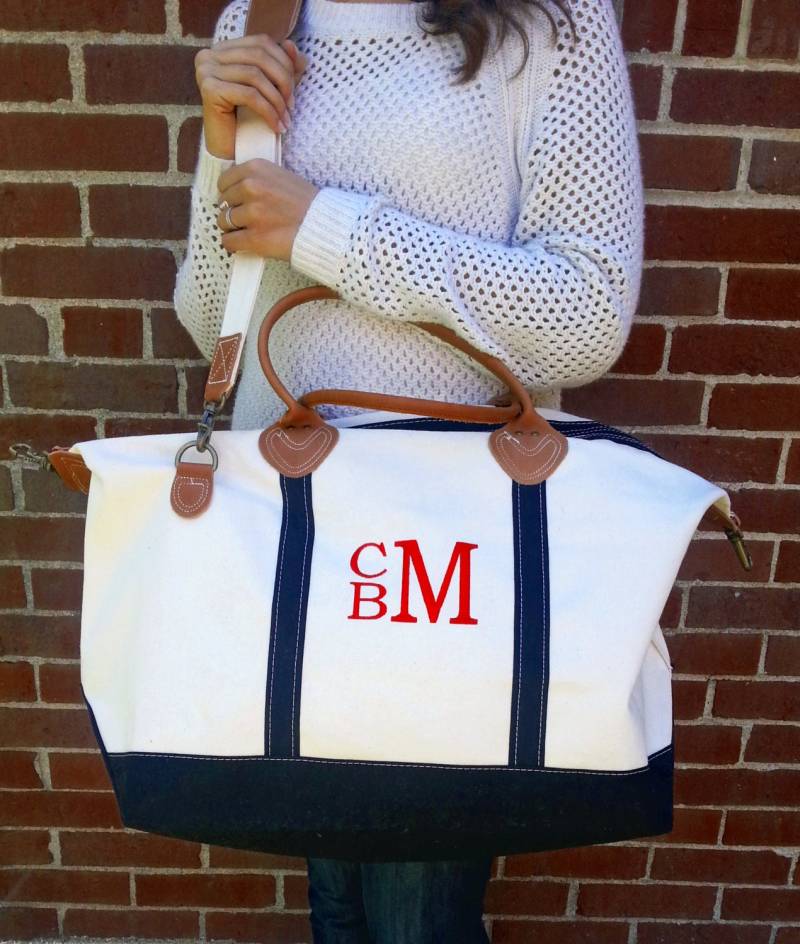Monogramm Canvas Umhängetasche Weekender Bag von SEmbroideredBoutique