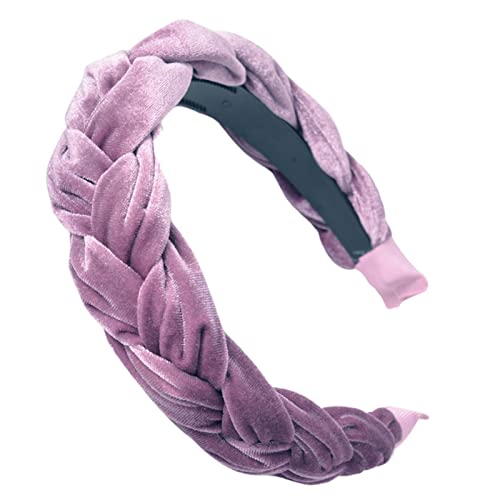 Stirnband Damen Bohemia Braid Samt Stirnband Niemand Design Twist Wide Haarbänder Mädchen Haarfassung Zubehör Frauen Feste Winter Kopfband Stirnband (Size : Purple) von SEvso