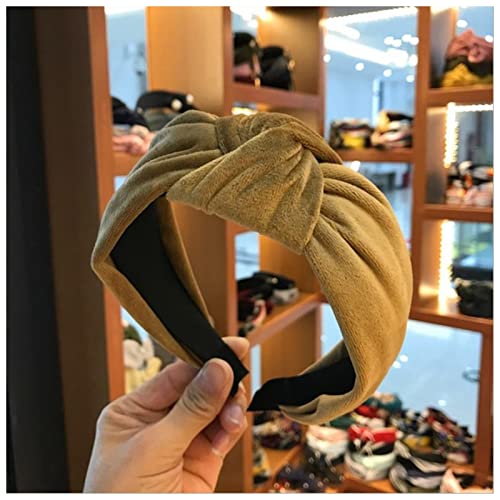 Stirnband Damen Boutique Hair Accessoires frauen samt mittel geknückte breite seite stirnband mode wild haarband waschen sport haarreifen heodebekleidung Stirnband (Size : Khaki) von SEvso