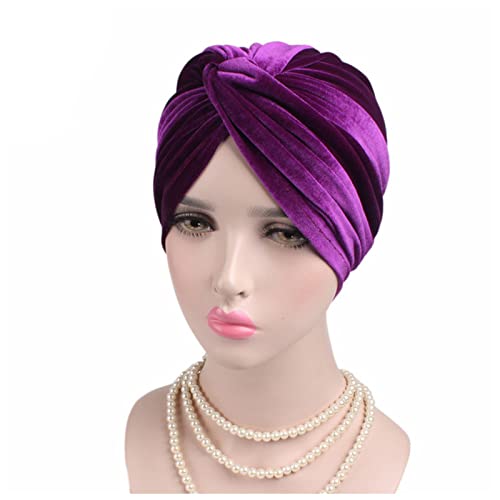Stirnband Damen Frauen Samt Turban Hut Stirnband Muslim Hijab Caps Weibliche weiche Bandana Stirnband Hijabs Kopf Wrap Haar Zubehör Stirnband (Size : 12) von SEvso