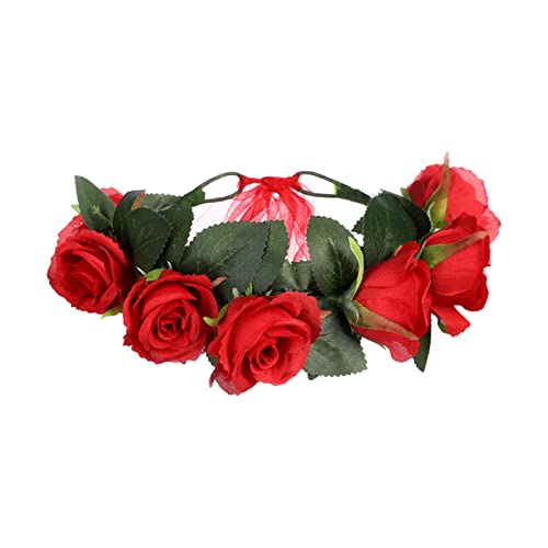 Stirnband Damen Frühling Böhmische Blumenkronen Strand Hawaii Blumengirlande Romantische Faux Rose Hochzeitskränze Blume Stirnband Stirnband (Size : CB0800-A) von SEvso