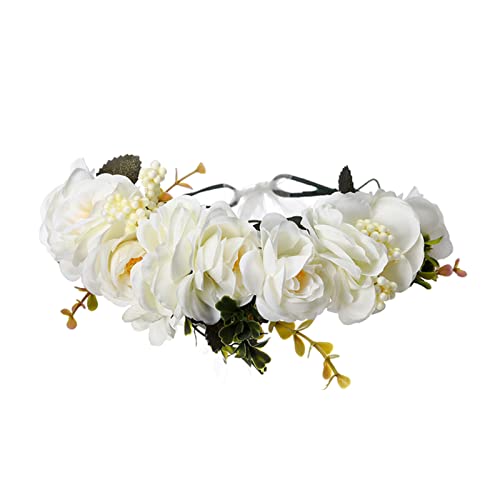 Stirnband Damen Frühling Böhmische Blumenkronen Strand Hawaii Blumengirlande Romantische Faux Rose Hochzeitskränze Blume Stirnband Stirnband (Size : RY2760-E) von SEvso