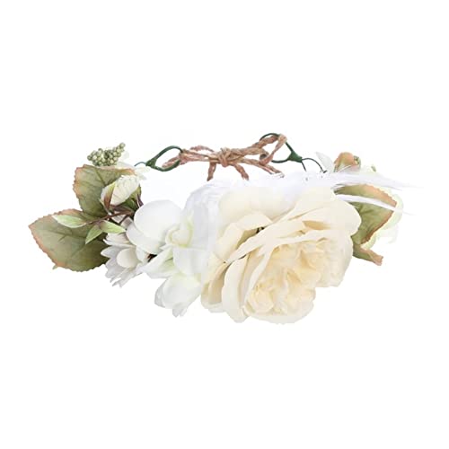 Stirnband Damen Frühling Böhmische Blumenkronen Strand Hawaii Blumengirlande Romantische Faux Rose Hochzeitskränze Blume Stirnband Stirnband (Size : RY4203-A) von SEvso