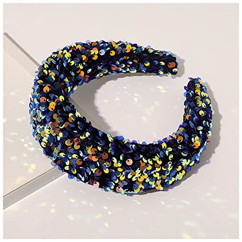 Stirnband Damen Mode Voller Pailletten Luxus Haarschmuck Haarbänder Sparkly Padded Stirnbänder Kopfschmuck Bunte Schwamm Hoop Frauen Stirnband Stirnband (Size : Royal Blue) von SEvso