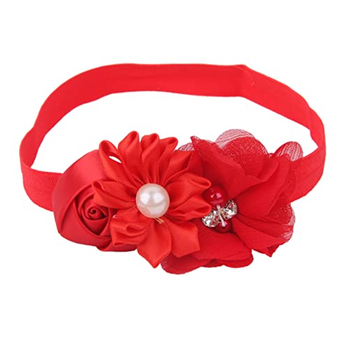 Stirnband Damen Weiße Blumenmädchen Headwear Stirnband Fotografie Requisiten Haarband Zubehör for Party Travel Bühne 12 Farbenfarben Stirnband (Size : Red) von SEvso