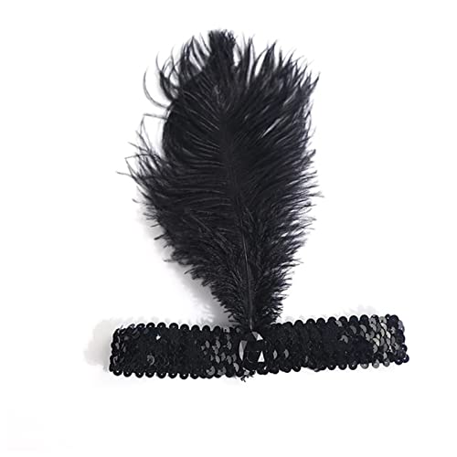 Stirnband Feder 10 Farben Frauen Kopfband Perlen Pailletten Flapper Feder Stirnband Kopfschmuck Party Kostüm Stirnband Haarschmuck Feder Stirnband (Size : TP0170B) von SEvso