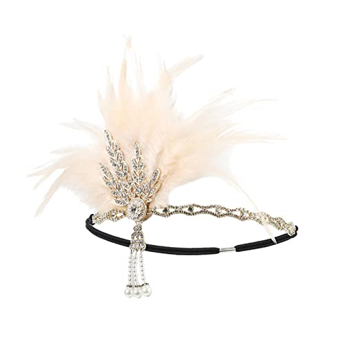 Stirnband Feder Ethnische stil schwarze feder haar ornament quaste kette stirnband vintage gatsby party headpiece frauen flinker feder kopf Feder Stirnband (Color : G, Size : Size fits all) von SEvso