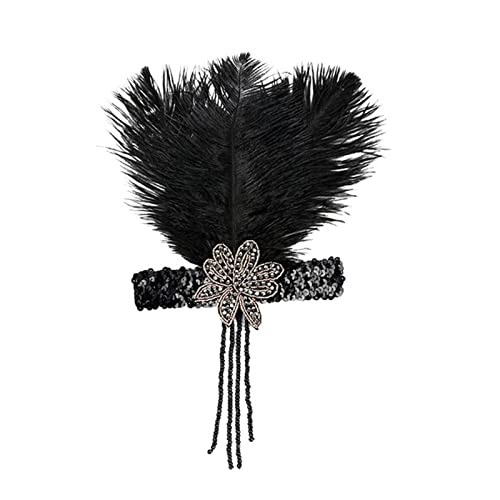 Stirnband Feder Haarschmuck for Frauen Mädchen Stirnband Strass Pailletten Band 1920er Jahre Vintage Gatsby Party Kopfschmuck Frauen Flapper Stirnband Feder Stirnband von SEvso