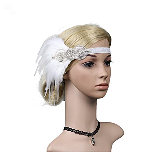 Stirnband Feder Hairband 1920er Jahre Kopfschmuck Haarschmuck Kopfschmuck Klapper Stirnband Kopfschmuck Feder Girlanden Mädchen Feder Stirnband (Size : C) von SEvso