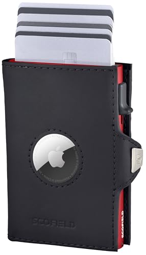 SF SCOFIELD | Airtag Wallet mit Münzfach Herren | Airtag Geldbeutel RFID - Schutz | Geldbörse für 9-10 Karten | Portmonee Herren | Portemonnaie | Kartenetui für Apple Air Tag | Wallets for Men Klein von SF SCOFIELD