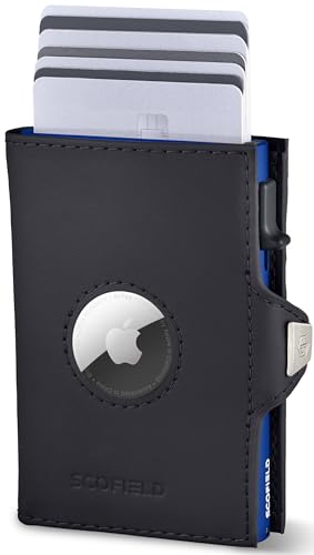 SF SCOFIELD | Airtag Wallet mit Münzfach Herren | Airtag Geldbeutel RFID - Schutz | Geldbörse für 9-10 Karten | Portmonee Herren | Portemonnaie | Kartenetui für Apple Air Tag | Wallets for Men Klein von SF SCOFIELD
