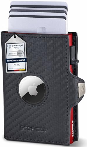 SF SCOFIELD Duality Airtag Wallet mit Münzfach I Geldbeutel für 8-10 Karten I Geldbörse Herren mit RFID Schutz I Slim Wallet I Smart Wallet I Kartenetui mit Air Tag Fach I Portemonnaie von SF SCOFIELD