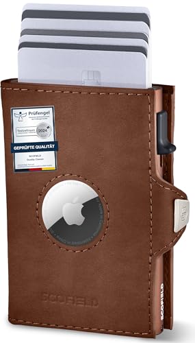 SF SCOFIELD | Airtag Wallet mit Münzfach Herren | Airtag Geldbeutel RFID - Schutz | Geldbörse für 9-10 Karten | Portmonee Herren | Portemonnaie | Kartenetui für Apple Air Tag | Wallets for Men Klein von SF SCOFIELD