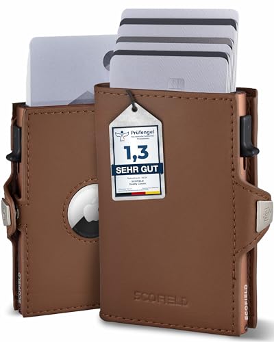 SF SCOFIELD | Airtag Wallet Herren | Airtag Geldbeutel RFID - Schutz | Geldbörse für 9-10 Karten | Portmonee Herren | Portemonnaie | Kartenetui für Apple Air Tag | Wallets for Men Klein von SF SCOFIELD